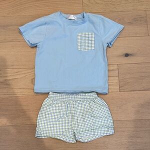 Blue Kids Set with Checkered Pocket